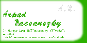 arpad macsanszky business card